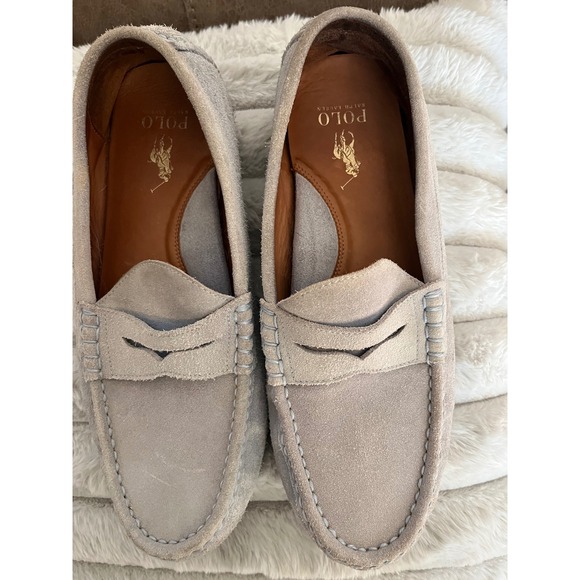 Polo Ralph Lauren Reynolds Suede Driver Loafers Men 11 Grey Good Penny Moccasin